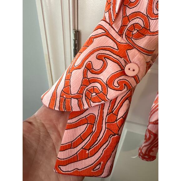 Alexis Prima Abstract Crepe Mini Shirt Dress Vermilli Red Size M - Picture 6 of 14